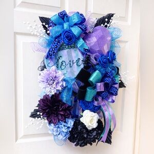 Elegant Blue and Purple Holiday Wreath